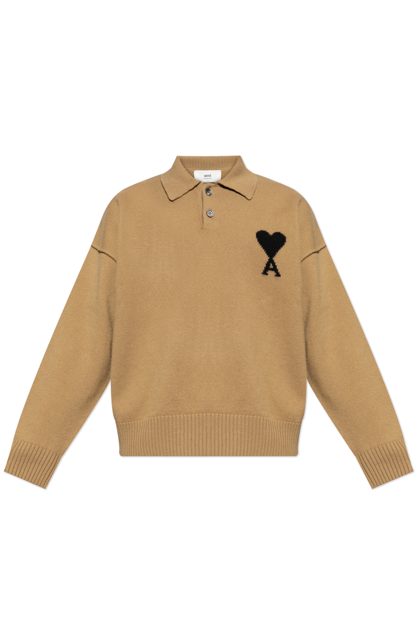 【送料&関税込】Ami Alexandre Mattiussi Ivory Viscose Blend Ami Alexandre Mattiussi white heart-shaped sweater with logo